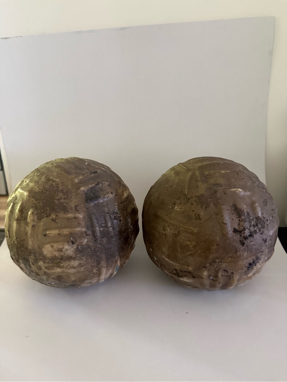 Vintage Brass Metal balls Set Of 2 6.5 Inches Wide